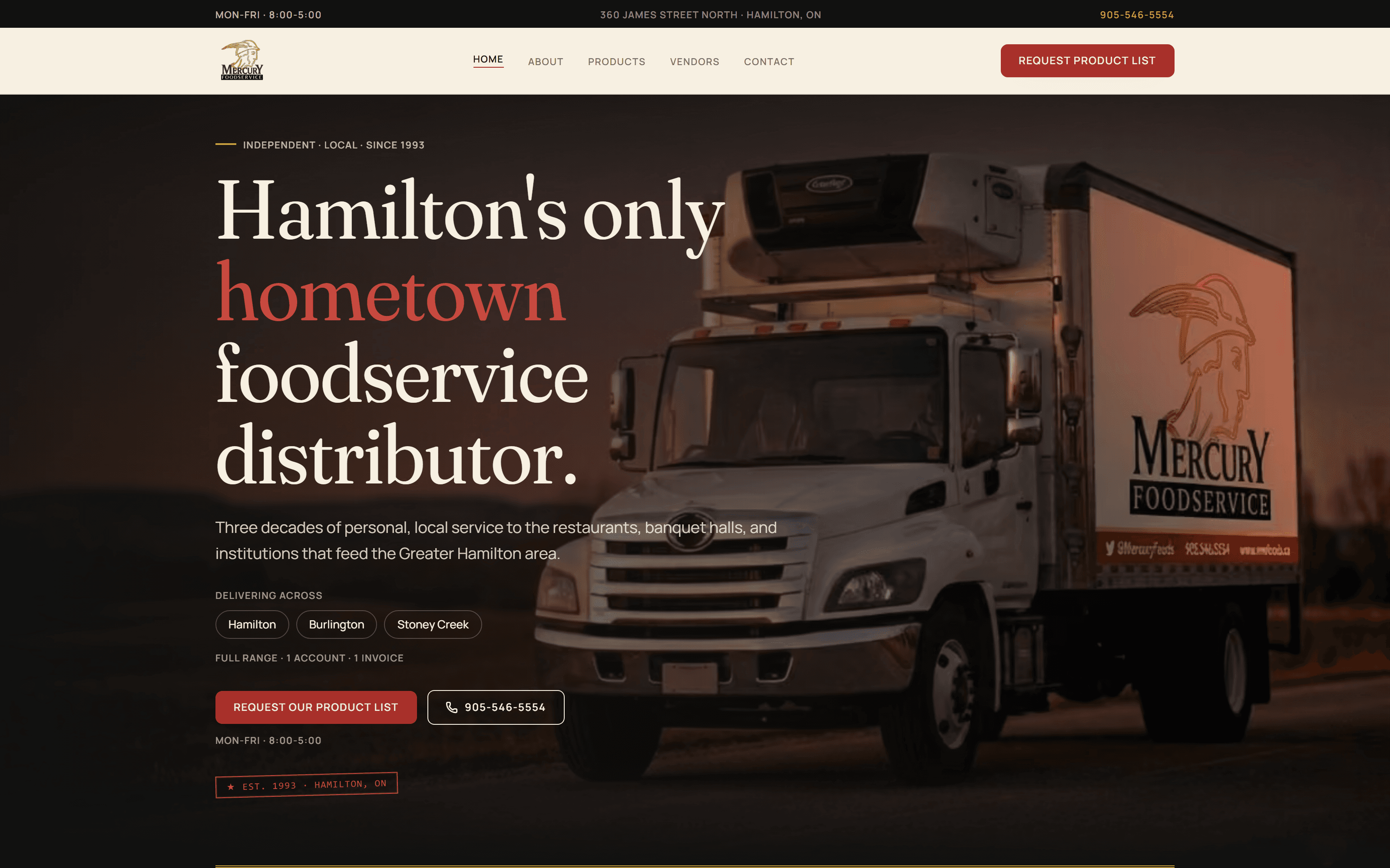 Mercury Foodservice homepage screenshot